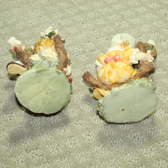 Set of 2 Vintage Resin Boy and Girl in Trees ~5.5" Figures - Picture 5 of 8